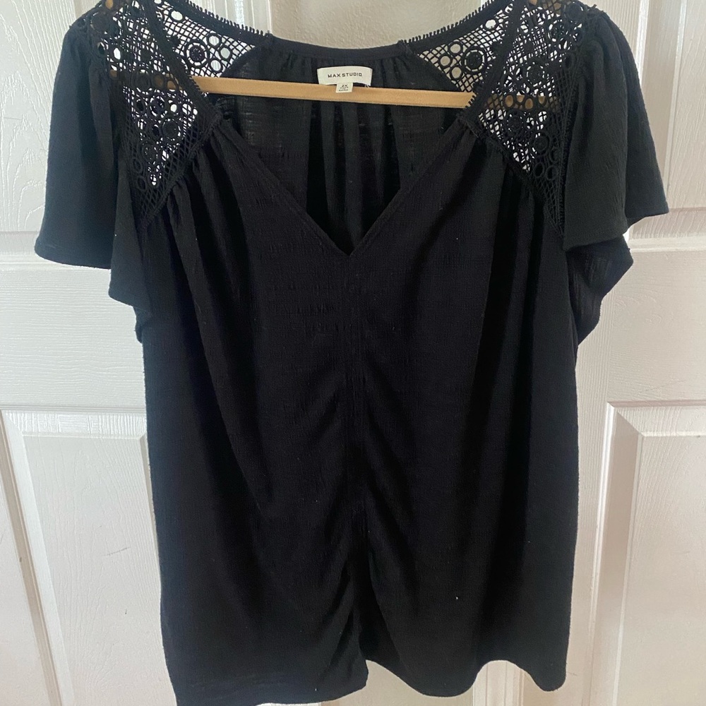 Black Lace Accent Top by Max Studio